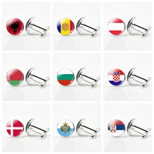 Gemelos con bandera nacional de Europa para hombre, con logotipo personalizado, de Bielorrusia, Dinamarca, Albania, Ucrania, San Marino