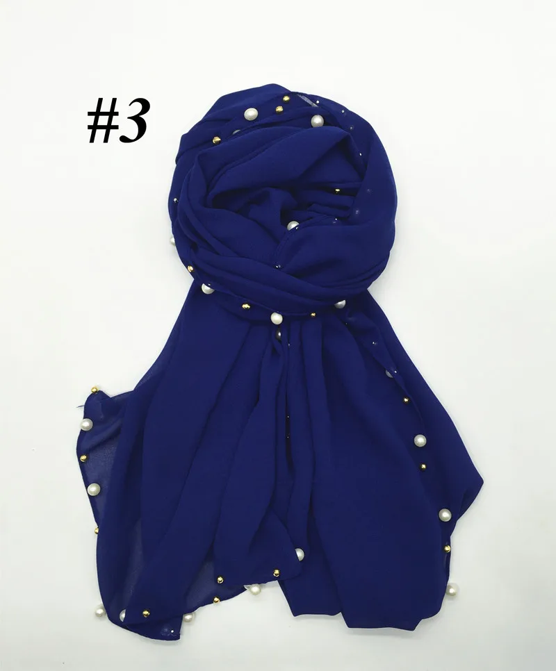Новое поступление, шифоновый шарф с пузырьками, шарфы, жемчуг, бисер, хиджаб для мусульманок, повязки на голову, шали, модный платок, 22 цвета, mulffer