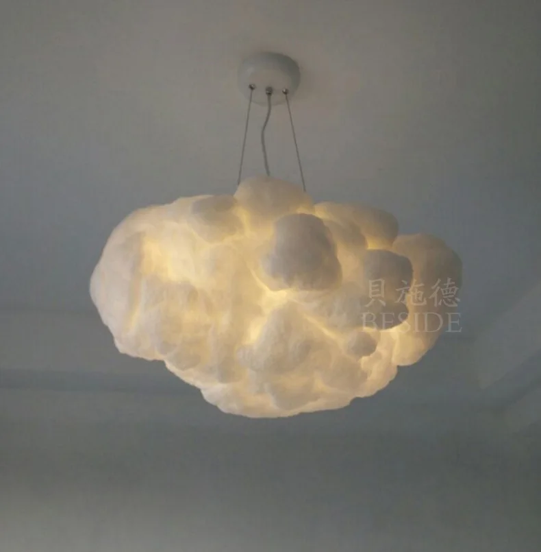 Современный Креативный Романтический белый шелковый хлопковый подвесной светильник с облаками белый мягкий плавающий подвесной светильник для гостиной спальни ресторана