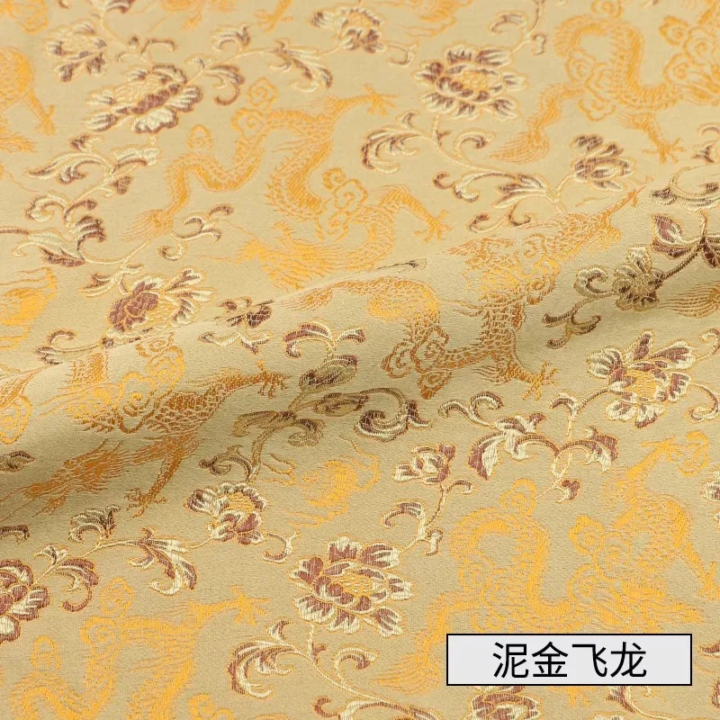 Width 150cm Chinese Red Tang Suit Cheongsam Sheet Cloth Silk Like Damask Jacquard Brocade Metallic Fabric - Цвет: Golden dragon