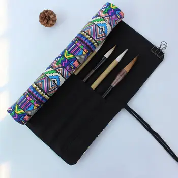 

Free shipping 1 piece 35x35cm Cotton canvas painting brush pen inserted gouache curtain special bag brush pen roll finishing
