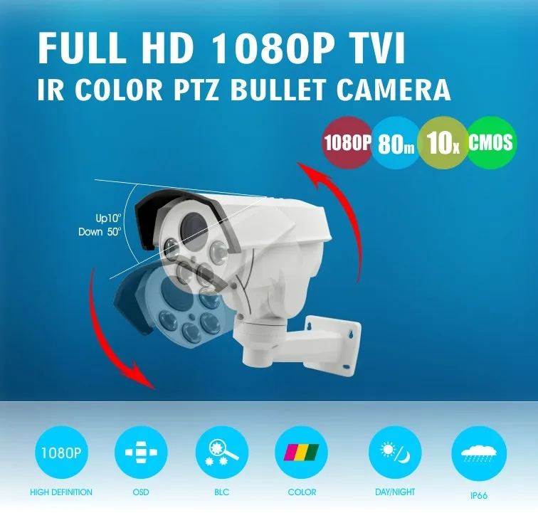 10x 1080p tvi ptz bullet camera