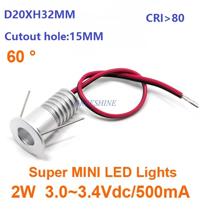 Затемнения Супер яркий 2 Вт 110 В 220 В точечные светодиодные фонари вход DC9-28V/3 в Точечный светильник для крепления заподлицо проектное освещение 15 мм вырез 60 градусов