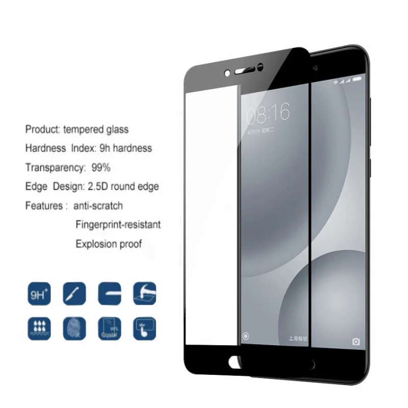 2 шт полное покрытие стекло Xiaomi Mi5C защита экрана закаленное изогнутое mi 5C