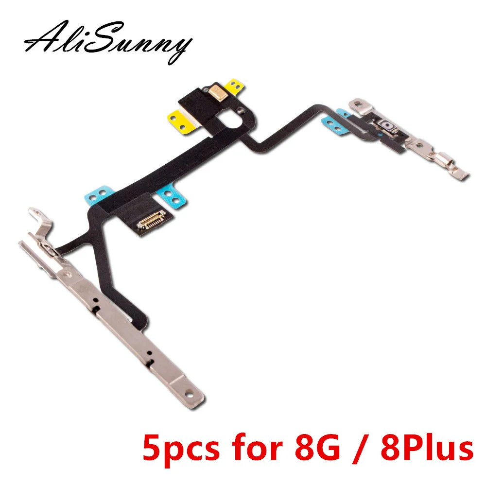 

AliSunny 5pcs Power Flex Cable for iPhone 8 7 Plus X 6S On Off Switch Volume control with Metal Bracket LED Flash