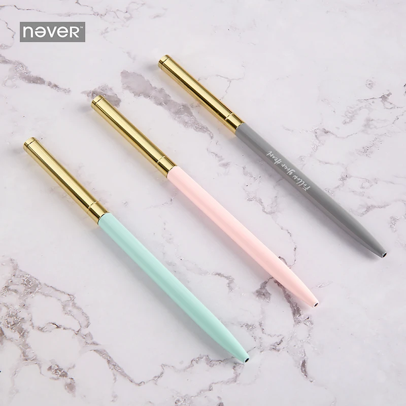 Металлическая шариковая ручка Never Pink серии, подарочный канцелярский набор, 0,7 мм, черные чернила, ручки-роллеры, Офисные аксессуары, школьные принадлежности
