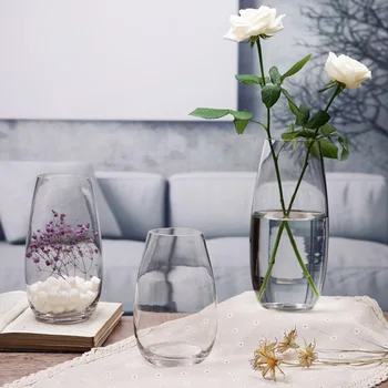 

Free Shipping Tabletop Glass Vase European Contracted Clear Hydroponic Pots Flower Bottle Terrarium Wedding Home Decorations