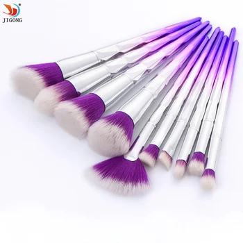 

10 pcs Makeup Brushes Set Rainbow Gradient Diamond Cosmetic Base Brush Foundation Eye shadow Blush Powder Make up Brush Kit