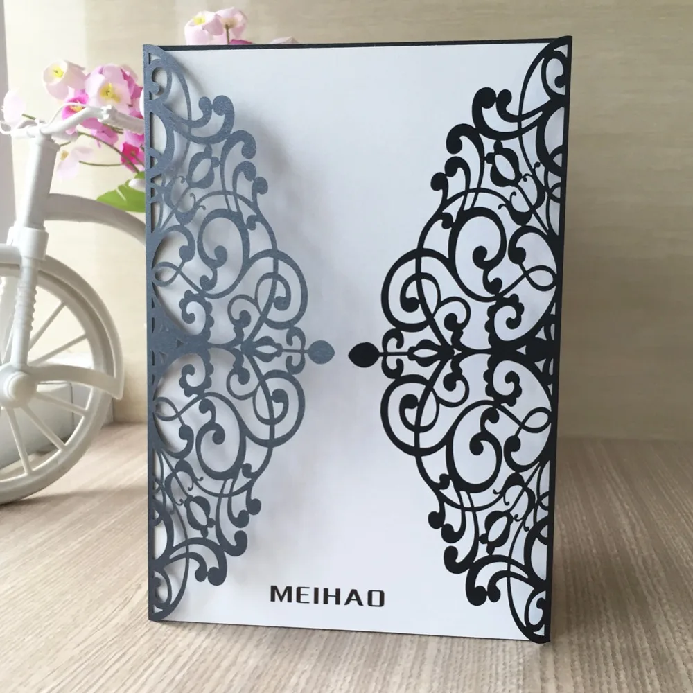 20pcs Laser Cut Glossy Paper Party Birthday Wedding Invitations Cards Wishing Well Blessing Card Decoration Festival Supplies | Дом и сад