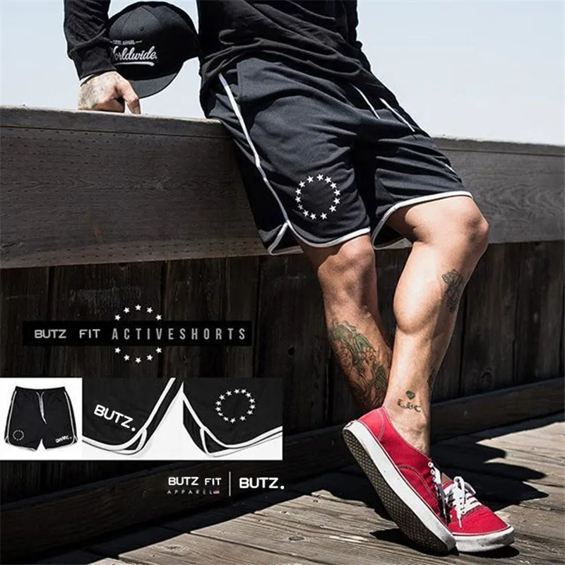 

ZOGGA Star Printing Solid Low Waist Knee Length Men Pants High-quality Polyester Breathable Gym Shorts Plus Size Without Pilling