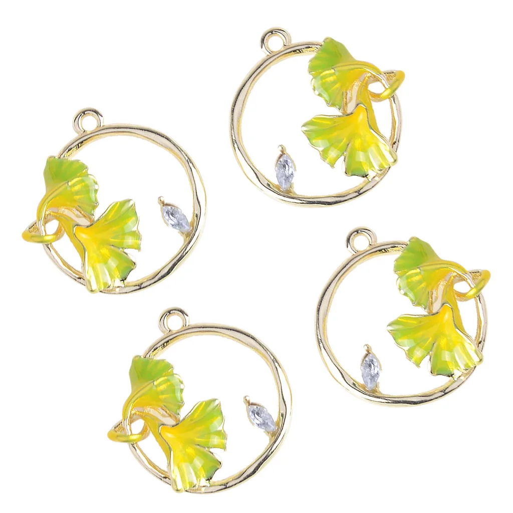 4pcs Ginkgo Leaf Charms Pendants Earrings Jewelry Findings Ornaments Kid Gift