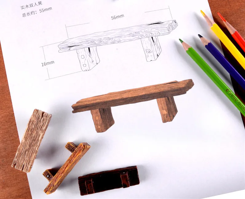 1 шт. длинная деревянная скамейка миниатюрная фигурка сказочные садовые Аксессуары Украшение кукольного дома Мультяшные модели животных пластиковые игрушки для девочек