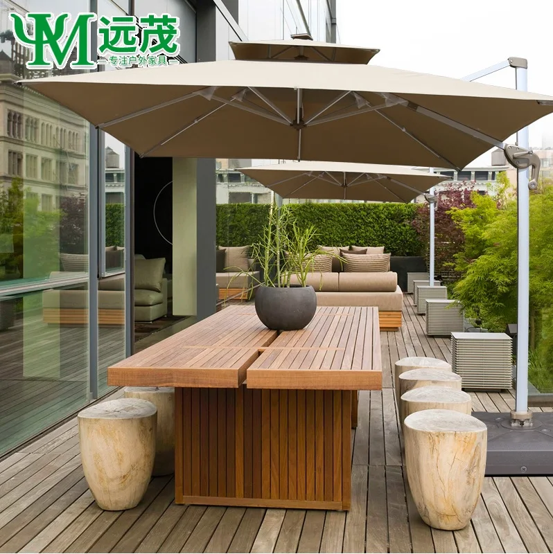 

All Aluminum Adjustable Cantilevel Parasols for Deck Open Space / 3x3m Extended Cover