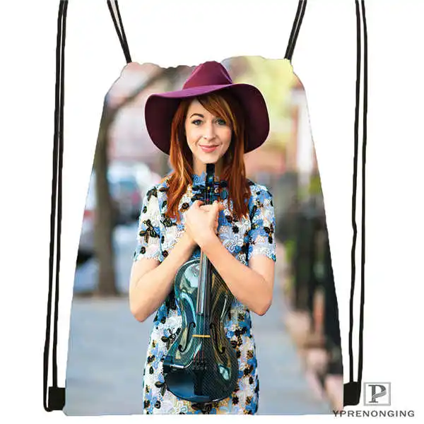 Drawstring Backpack Custom Lindsey Stirling походная сумка на шнурке милый рюкзак для детей(черная спинка) 31x40 см#180531-04-63 - Цвет: Drawstring Backpack