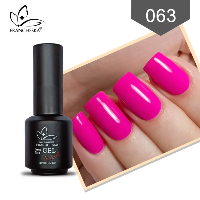 Francheska гель лак для ногтей гель лак 80 цветов светодиодный УФ nagels spulletjes oje впитывающий полуперманентный Smalto для unghie Гель-лак - Цвет: Francheska 063