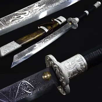 

Chinese KungFu Broadsword Qing Dynasty Saber Sword Kylin Da Dao Strong High Manganese Steel Sharp Outdoors Battle Broad Knife