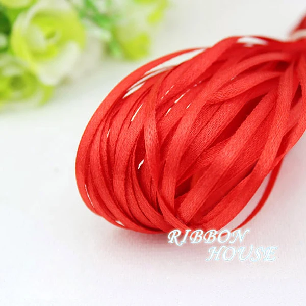 (40 meters/lot) 1/8″ (3mm) Red Decoration Ribbon Single Face Satin Ribbons Gift Christmas Ribbons  Webbing