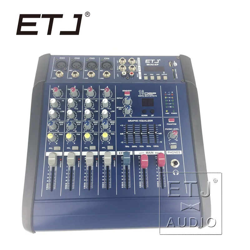 

ETJ Brand 16DSP Professional 200W 4 Channel Karaoke DJ Mixer Mixing console Amplifier Amp with USB 48V Phantom Power Supply