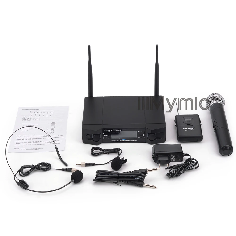 IiiMymic IU-302C UHF 600-700 МГц двухканальный поясной пакет+ лацканы+ гарнитура+ Портативная Профессиональная Беспроводная микрофонная система для DJ KTV