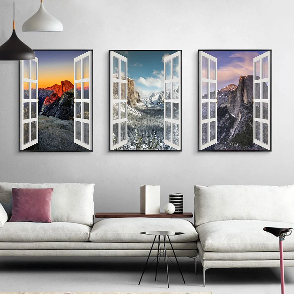 Modern-3D-Window-Outdoor-Landscape-Poster-and-Print-Mountain-Art-Canvas-Painting-Wall-Pictures-for-Living