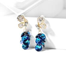 

GEEZII S925 Sterling Silver needle pin Earring artificial synthesis crystal Earrings for Women in student Earrings set for girl