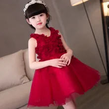 Элегантные красные платья с цветочным узором для девочек; Детские вечерние платья с аппликацией для первого причастия; платья для маленьких девочек на выпускной; свадебные платья