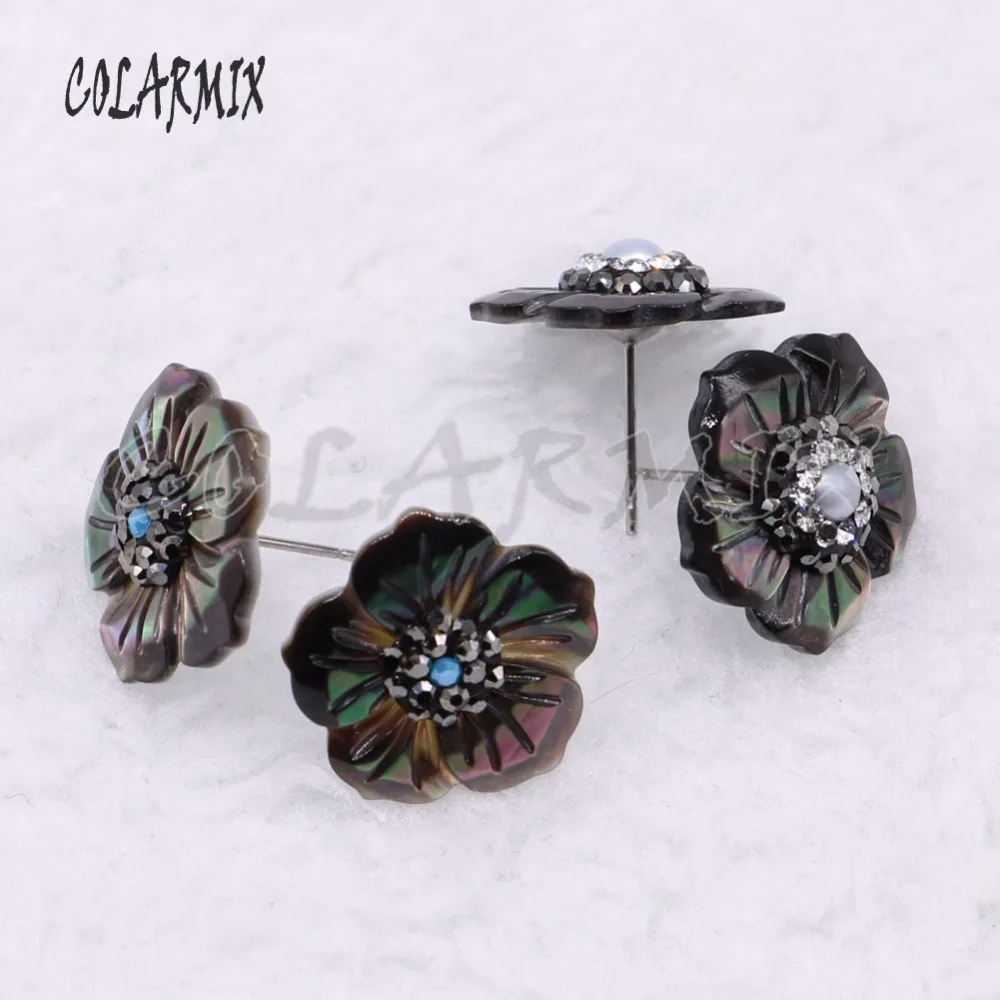 

10 pairs small shell flowers only pearl no blue stud earrings 20*20 MM grey shell flowers stud earrings flowers earrings 4464