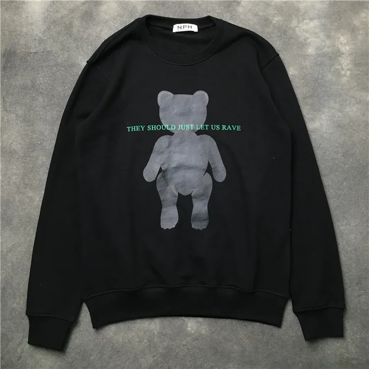 Новинка 19ss мужские толстовки с капюшоном с рисунком медведя Let us Just Rave толстовки с капюшоном бархатные хлопковые толстовки с ворсом для улицы в стиле хип-хоп# G84