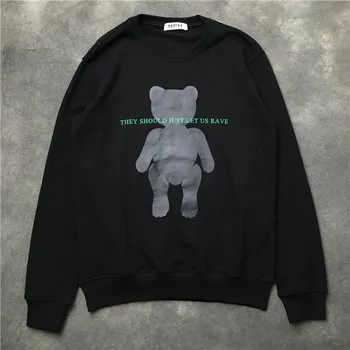 

New 19ss Men Bear Let us Just Rave Hoodies Hoody hooded Sweatshirts velvet Cotton Drake Thick Fleece Street Hip hop #G84