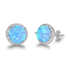 XIYANIKE Exquisite 925 sterling silber Runde Opal Stud Ohrringe Australien Zirkonia Für Frauen Hochzeit Mode Partei Schmuck Geschenke