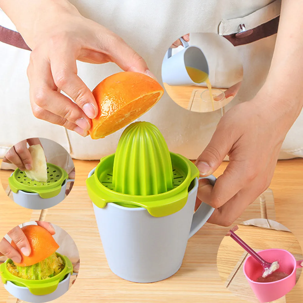 4 In1Manual Drink Juicer Mini Simple Orange Lemon Citrus Pulp Fruit
