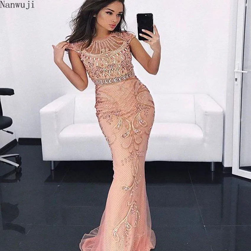 champagne color evening dress