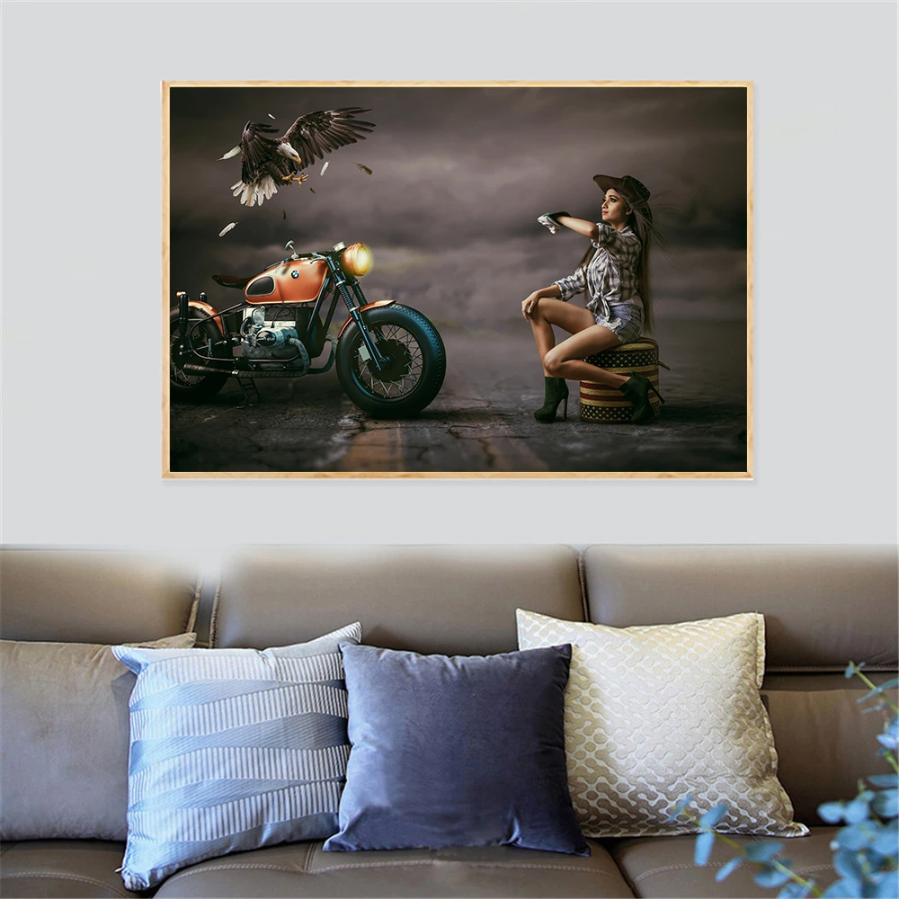 

Abstract Art Fantasy Animal Girl Lion Deer Bird Shark Wall Print Canvas Painting Decoracion Pictrure For Living Room Cuadros