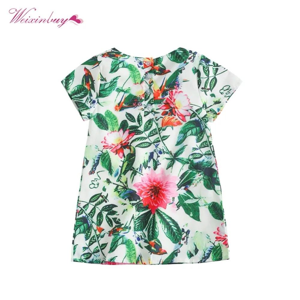 

Children Girls Dresses Cotton Print New Fashion Cute Dress Floral Short Sleeve A-Line Casual Dress New Fashion