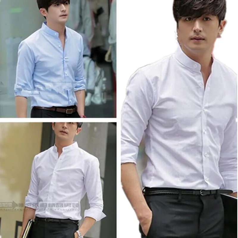 new arrive Autumn spring stand collar font b men b font font b shirt b font