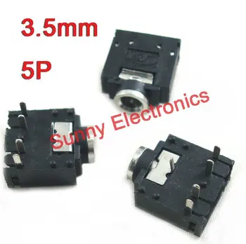 

3.5mm Stereo Jack Socket Audio Connector PCB Mount 100pcs Free shipping