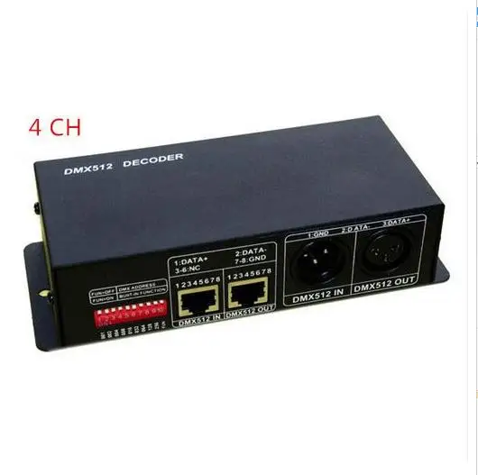 

best price 1 pcs DC12V-24V DMX-NET-K-4CH 4x4A DMX Decoder led Controller