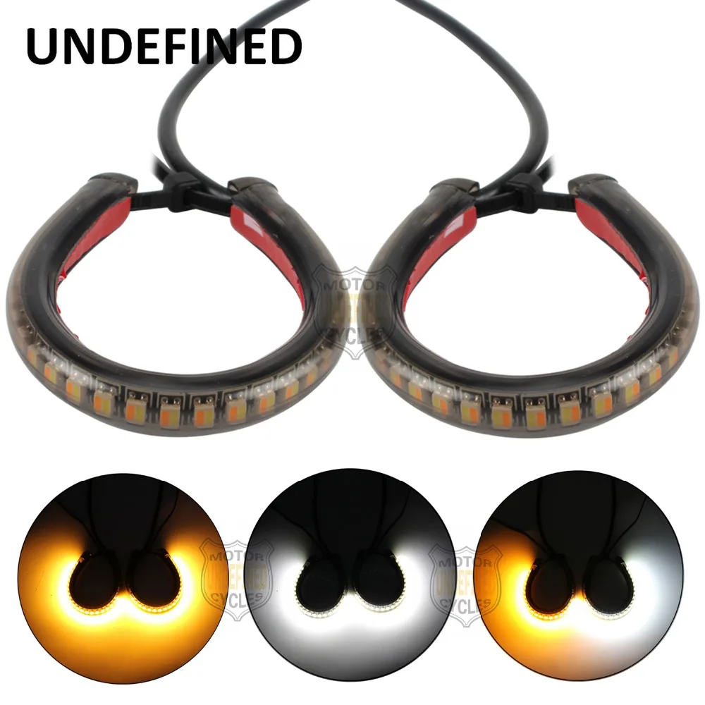 

1Pair Motorcycle LED 39mm 41mm Fork Turn Signal Light Strip Kit w/ Smoked Lens For Harley Electra Glide Victory Honda UNDEFINED