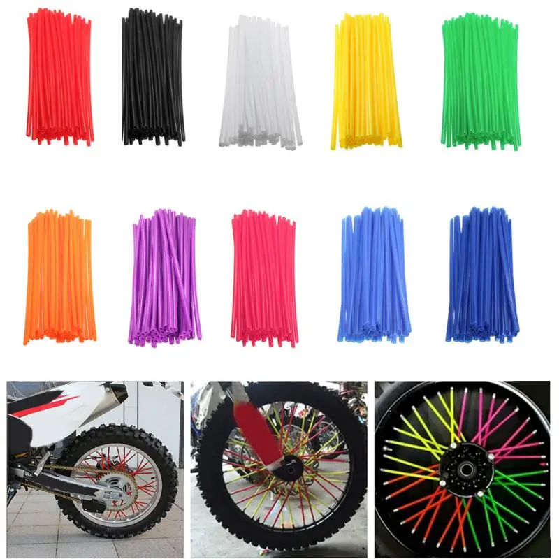 36pcs Motorcycle Wheel Spoked Wraps Skins Covers Motocross Dirtbike Dirt Bike Cool Accessories Rims Skins Covers Guard Protector White