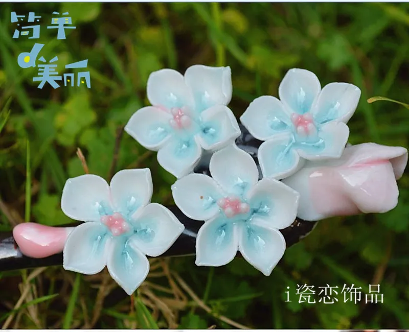 Jingdezhen ceramic hair stick green hair accessory hair accessory