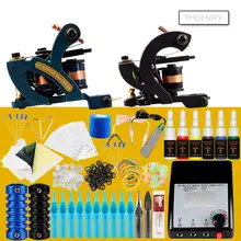 Полный Набор татуировок, тату-машина, ЖК-дисплей, электропитание, 2 пушки, бесцветный цвет, чернильные татуировки, принадлежности для боди-арта, Набор Татуировок