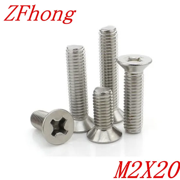 1000pcs/lot DIN965 Stainless Steel 304 M2*20 Flat Head Phillips Countersunk machine screw | Обустройство дома