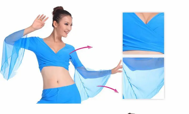 Belly Dance Tops for Women Belly Dancing Costume Dress Hot Popular Sexy Women Chiffon Lake Blue on sale
