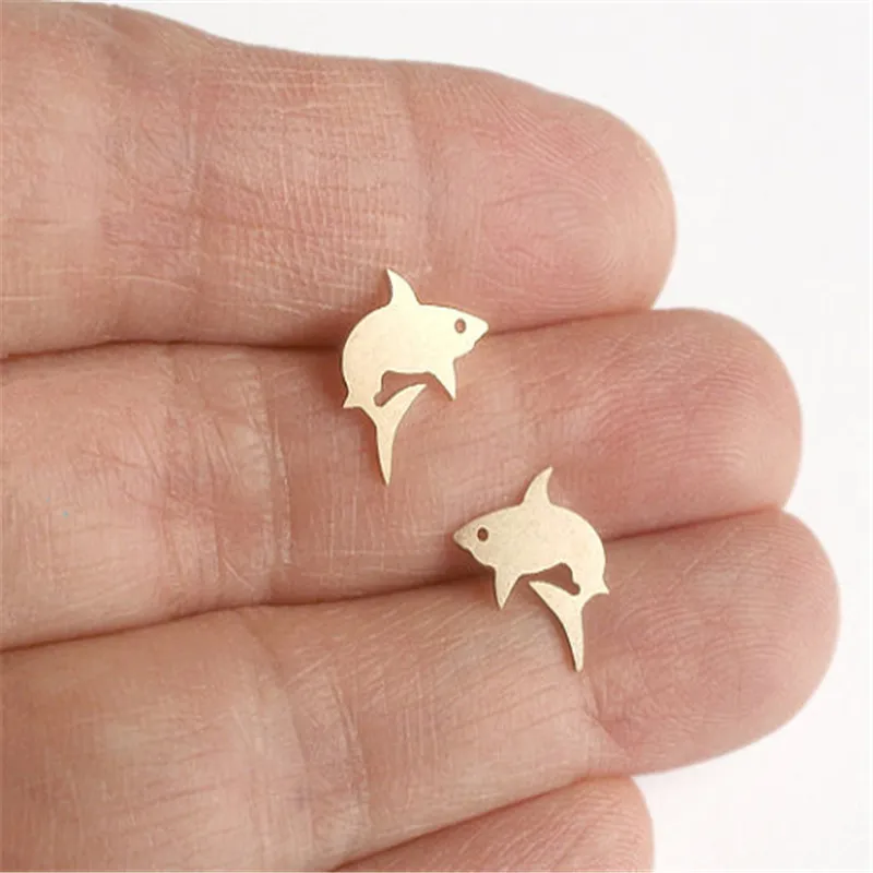 Pendientes bonitos de tiburón para mujer, aretes de animales, joyería de moda|studs for women|earrings studfashion studs - AliExpress