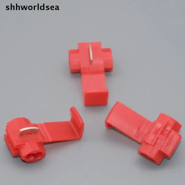 Shhworldsea شحن مجاني 100 قطع الأحمر سيارة سكوتش قفل خيارات لصق 22-18 awg سلك موصل