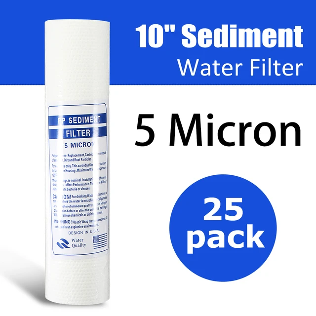 25Pcs  1/5 Micron Sediment Water Filter Purifier Cartridge Reverse Osmosis 10 Inch PP Cotton Filter Element Ultra Filtration