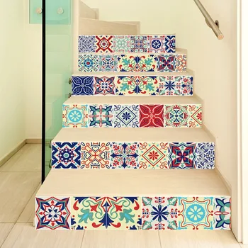 

Multi-style Bohemia Cartoons Stairs Stickers Waterproof Staircase Decals Self-adhesive Wall Stickers Creative Home Decoration