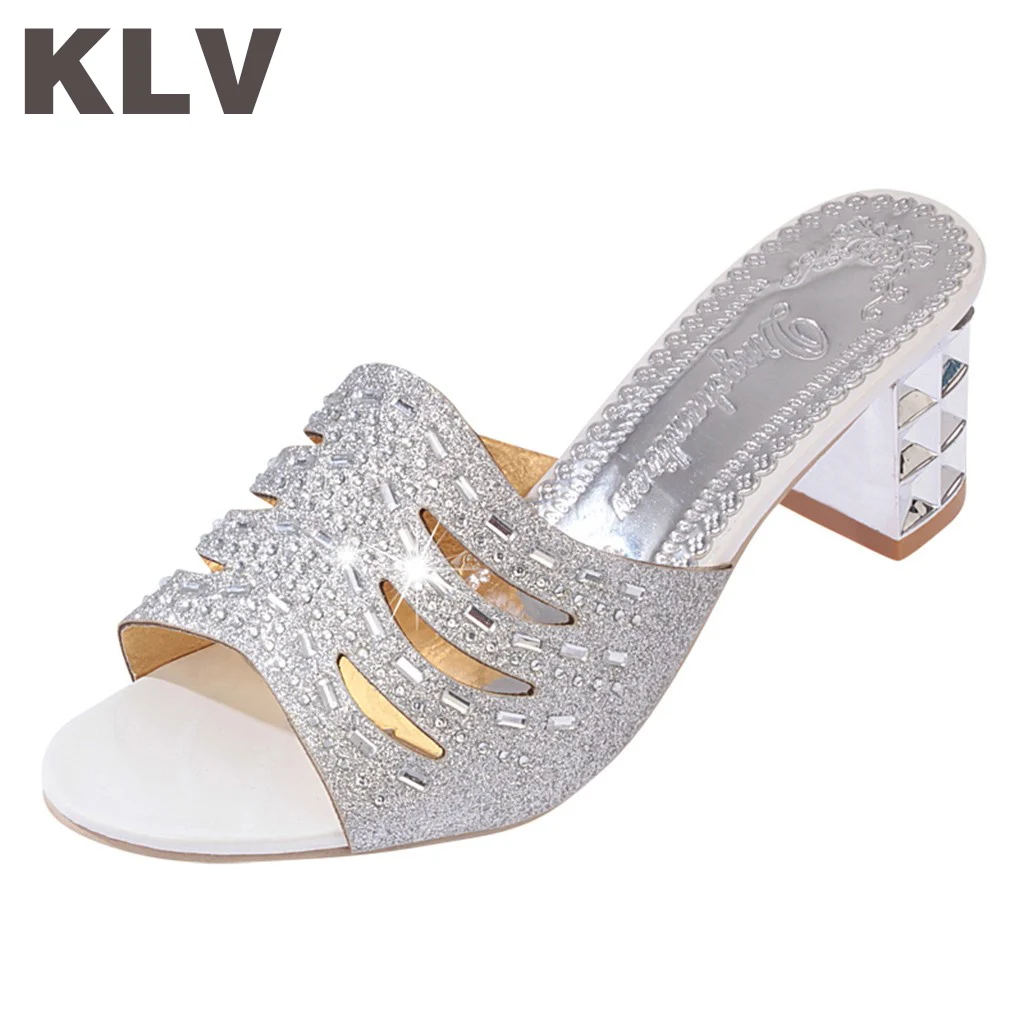 

2019 Women Slippers Bling Sandals Roma Flips Flops High Heels Summer Ladies Shoes Sandals Peep Toe Crystal Platform Female #3