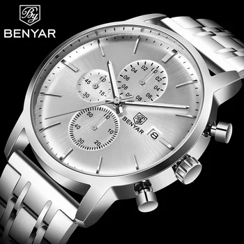 

BENYAR New Men Watch Business Full Steel Quartz Top Brand Luxury Men's Watches Casual Waterproof Sports Male Wristwatch Relogio