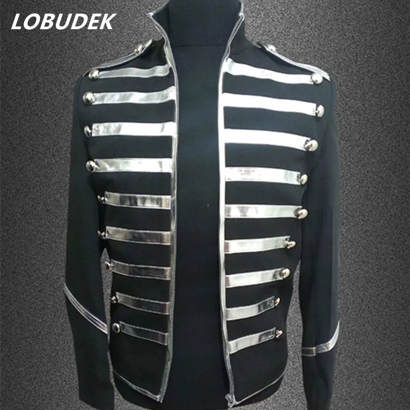 

Men Black Jacket Outwear Coat For Singer Dancer Performance Nightclub Bar Groom Fashion Prom Golden Blazer Costume